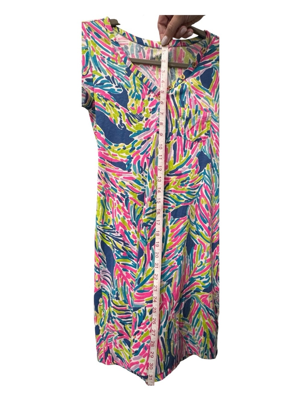 Lilly Pulitzer Palmyra Cotton Printed T-Shirt Dress Size XS Tropical Palm Print - Picture 4 of 7